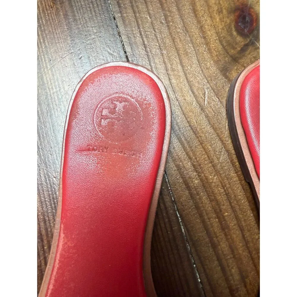 Tory Burch Ines Leather Slide Sandal Red Size 8